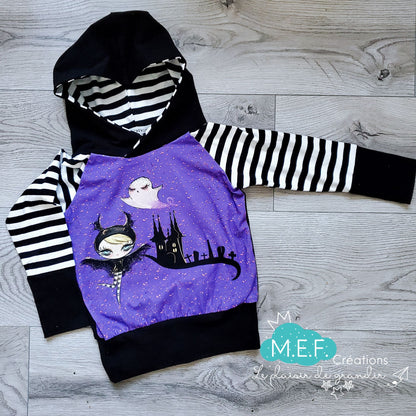 Hoodie Halloween fillette mauve, 1 à 3 ans