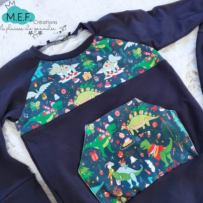 Sweater Noël des dinosaures pour enfant